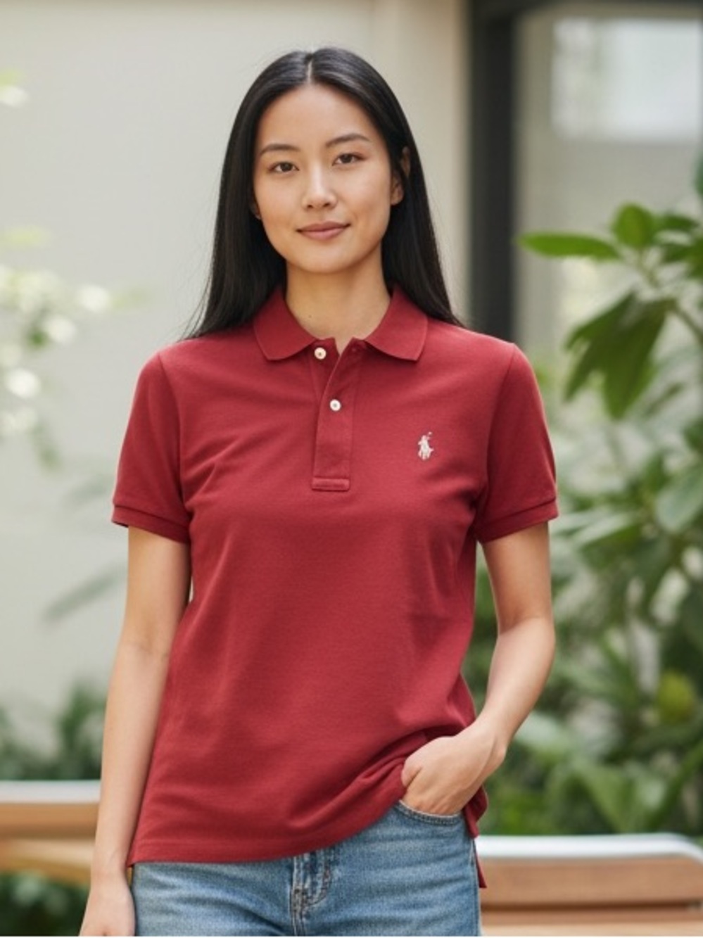 Ralph Lauren Sport Burgundy Polo Shirt Women’s Medium Cotton Pony Logo